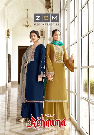 Rehnuma Vol 3 By ZSM Embroidery Exclusive Partywear Salwar Suits